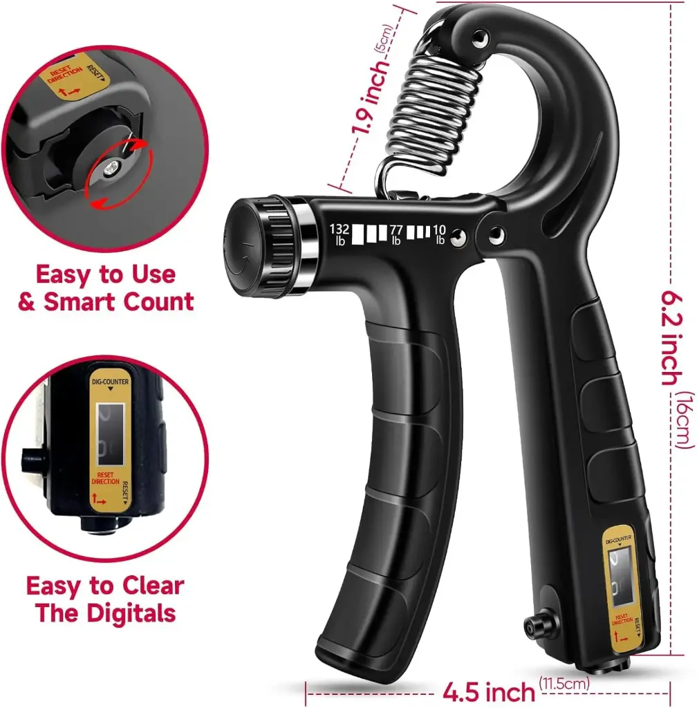 Grip Strength Trainer, Adjustable Resistance- Hand Gripper
