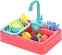 Kids Toy Kitchen Sink Set with Running Water & Accessories