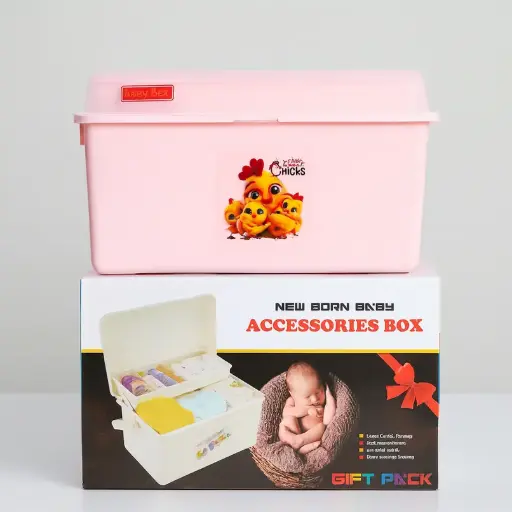 Newborn Baby Accessories Storage Box – Pink Chicks Design