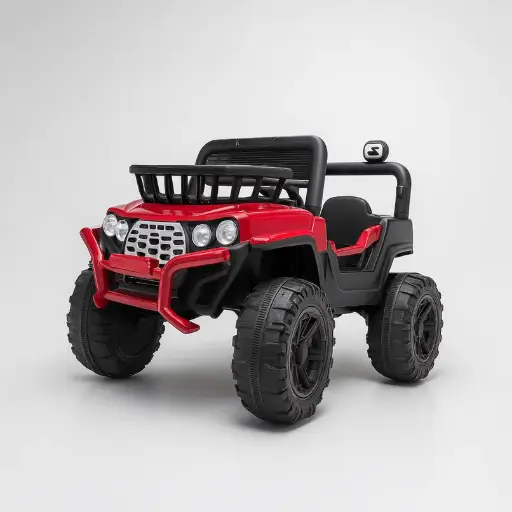 Kids Electric Ride On Off-Road Car SUV with LED Lights Leather Seats Painted Body and Big Tires Red