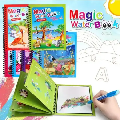 Magic Water Book | Reusable Coloring Book with Water Pen
