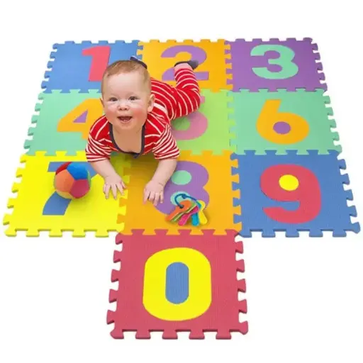 Kids Playing Foam Mat of Number Puzzle Pieces | 10 Tiles