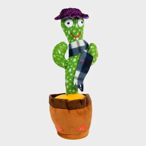 Dancing Cactus Toy – Purple Hat w/ Scarf