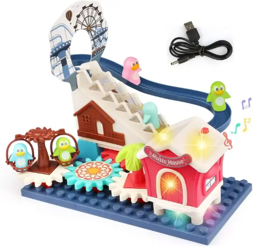 Dolphin Slide Building Block Track