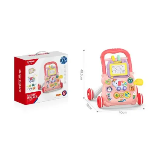 Huanger Baby Musical Walker With Dazzling Lights - Pink