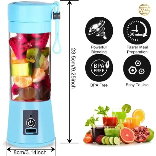 380ml Portable Electric Juicer – USB Rechargeable Smoothie Blender & Mini Juice Maker