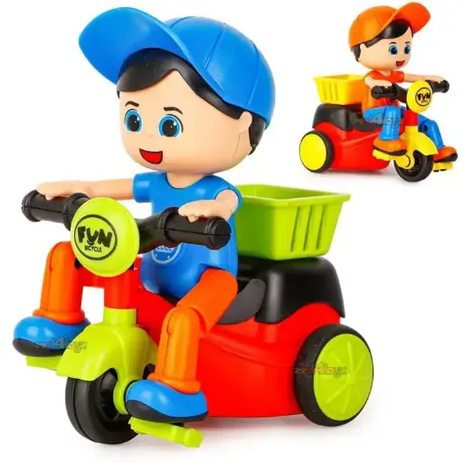 Friction Powered Mini Tricycle Cartoon Scooter Toy Push and Go Bike Toy for Toddlers Kids Boys