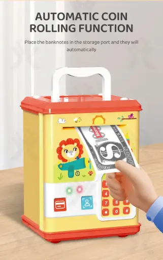 Money Safe Kids With Piggy Savings ATM Coin Bank With Electronic Lock